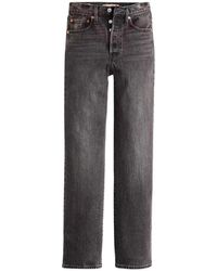 Levi's - Jeans ,Grijs ,Katoen Ribcage Jeans Met Volledige Lengte - Lyst