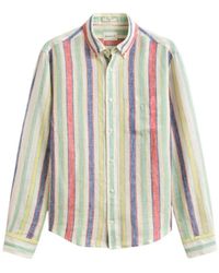 GANT - Overhemden ,Veelkleurig ,Linnen Reg Multistripe Linen Shirt - Lyst