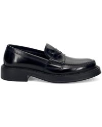 Fabi - Schoenen ,Zwart ,Leer Zwarte Platte Schoenen Met Rubberen Zool - Lyst