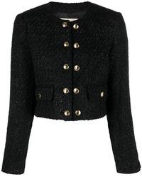 MICHAEL Michael Kors - Elegante giacca nera in tweed con dettagli in oro e glitter - Lyst