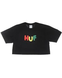 Huf - Zwarte Crop Tee Crew-Neck Korte Mouw - Lyst