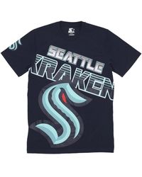 Starter - Tops ,Blauw ,Katoen Hookey T-Shirt Met Ronde Hals - Lyst