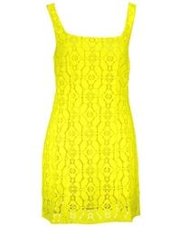 Desigual - Partykleid Ärmelloses gelbes kleid mit quadratischem Ausschnitt und Details - Lyst