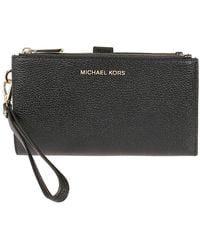 Michael Kors - Accessoires ,Zwart ,Zwarte Leren Portemonnee Met Drukknoop - Lyst