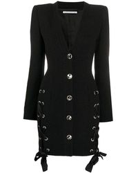 Alessandra Rich Lace Up V Neck Mini Dress - Zwart