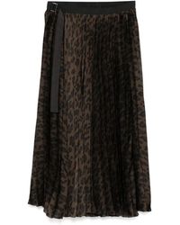 Sacai - Rokken ,Bruin ,Polyester Geplooide Midi-Wikkelrok - Lyst
