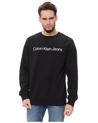 Calvin Klein - Felpa in cotone con logo stampato - Lyst