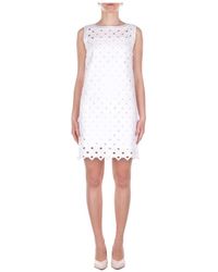Max Mara - Kleedjes ,Wit ,Katoen Jurk Met Onderjurk - Lyst