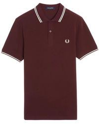 Fred Perry - Katoenen Poloshirt Met Korte Mouwen Bordeaux - Lyst
