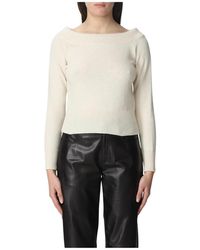 McQueen - Weiße Wolle Mohair Bootshals Pullover - Lyst