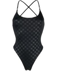 MISBHV - Badmode ,Zwart ,Zwarte Monogram Badpak Eendelig - Lyst