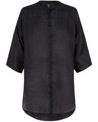 Cortana - Overhemden ,Zwart ,Top Met Mao-Kraag En Kimono-Mouw - Lyst