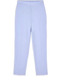 Oltre - Broeken ,Blauw ,Polyester Regular Broek Van Crêpe - Lyst