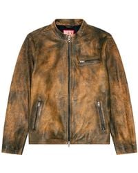 DIESEL - Jassen ,Bruin ,Leer-Zad Jacket - Lyst