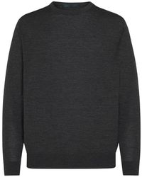 Kiton - Truien & Vesten ,Zwart ,Wol 14-Micron Wol Trui Met Ronde Hals - Lyst
