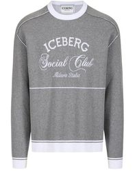Iceberg - Jacquard Trui Met Ronde Hals - Lyst