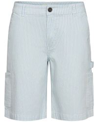 Sofie Schnoor - Gestreepte Ijsblauwe Baggy Shorts - Lyst