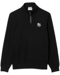 Lacoste - Felpa Stampata A Collo Alto Con Zip - Lyst