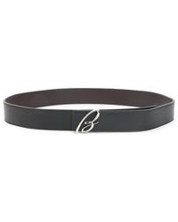 Brioni - Zwarte Leren Riem Stijlvolle B-Gesp - Lyst