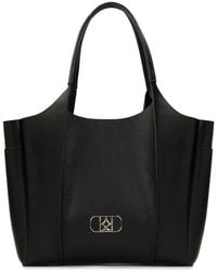 Kazar - Große Schwarze Handtasche Mit Silberner Hardware - Lyst