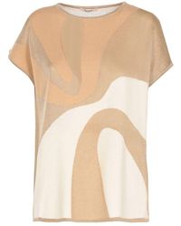 Kangra - Goldene Kaschmirbluse Mit Lurex-Details - Lyst