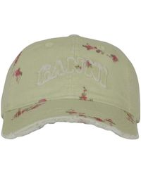 Ganni - Accessoires ,Groen ,Katoen Bedrukte Gewassen Katoenen Canvas Cap - Lyst