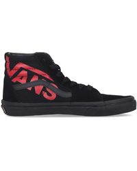 Vans - Schoenen ,Zwart ,Suède Hoge Top Sk 8-Hi Logo Schoenen Zwart/Rood - Lyst
