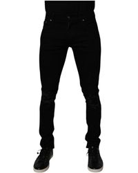 Dolce & Gabbana - Schwarze Baumwoll-Stretch-Skinny-Denim-Jeans - Lyst