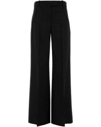 McQueen - Broeken ,Zwart ,Wol Wijde Zwarte Wollen Broek - Lyst