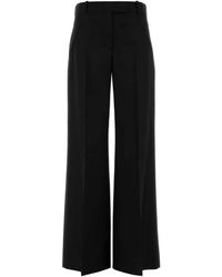 McQueen - Broeken ,Zwart ,Wol Wijde Zwarte Wollen Broek - Lyst