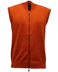 Alpha Studio - Jassen ,Oranje ,Wol Wollen Mouwloze Trui Tamarindo Bomber - Lyst