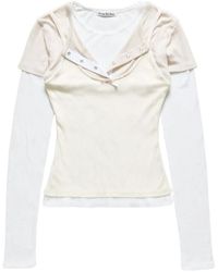 Acne Studios - Lange Mouwen T-Shirt Met Gelaagde Strik - Lyst