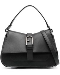 Furla - Schwarze lederhandtasche mit abnehmbarem griff und schulterriemen,schwarze trapezförmige ledertasche - Lyst