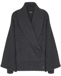 Balmain - Oversize-Pullover Mit Wickeloptik - Lyst