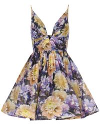 Zimmermann - Kleedjes ,Veelkleurig ,Katoen Floral V-Neck Dress - Lyst