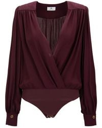 Elisabetta Franchi - Body Met V-Hals En Automatische Knopen - Lyst