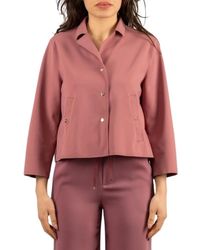 Herno - Overhemden ,Roze ,Leer First-Act Cape Jacket - Lyst