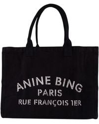 Anine Bing - Schwarze Baumwoll Shopper Tasche - Lyst