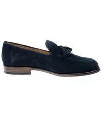 Antica Cuoieria - Blaue Wildleder Mokassins Mit Quasten - Lyst