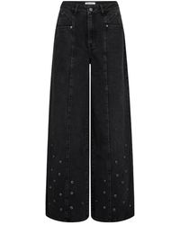co'couture - Jeans ,Zwart ,Katoen Eyelet Wide Leg Jeans - Lyst