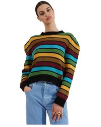 La DoubleJ - Truien & Vesten ,Veelkleurig ,Regenboogstreep Trui - Lyst