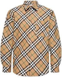 Burberry - Overhemden ,Katoen Geruit Overhemd - Lyst