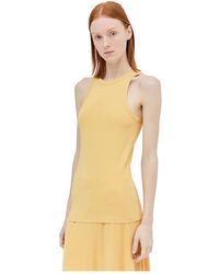 TOTEME - Tops ,Geel ,Geribbelde Crewneck Tank Top - Lyst