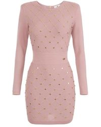 Elisabetta Franchi - Mini Kleid Aus Strickstoff Mit Schmuckdetails - Lyst
