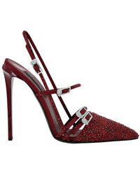Philipp Plein - Schoenen ,Rood ,Leer Multi-Strap High-Heel Slingbacks 12 Mix Strass - Lyst