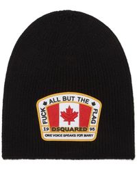DSquared² - Accessoires ,Zwart ,Zwart Logo Patch Ronde Kroon Hoed - Lyst