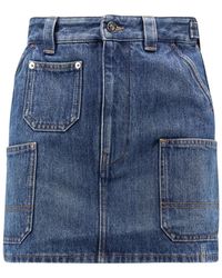 Givenchy - Rokken ,Blauw ,Katoen Mini Cargo Rok - Lyst