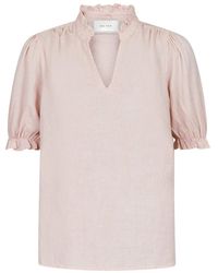 Neo Noir - Overhemden ,Roze ,Katoen Rose Smoke Blouse Met Pofmouwen - Lyst