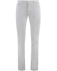 Moorer - Broeken ,Grijs ,Katoen Slim Fit Katoen Zijden Broek - Lyst