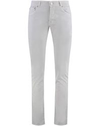 Moorer - Broeken ,Grijs ,Katoen Slim Fit Katoen Zijden Broek - Lyst